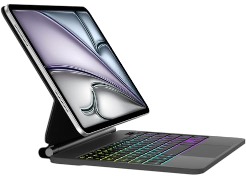 SENGBIRCH Magic Clavier pour iPad Air 13 M3 2025/M2 2024 - AZERTY Français Design magnétique Flottant Magic Keyboard, Bluetooth Clavier avec pavé Tactile, Coque pour iPad Pro 12.9 (6,5,4,3e), Noir