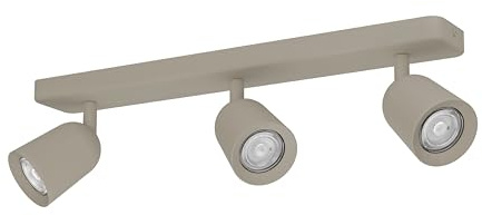 EGLO Deckenlampe 3-flammig Camaldoli Deckenstrahler | mit flexiblen drei Strahlern, Spot Deckenleuchte aus Stahl in Sandfarben, GU10 Fassung