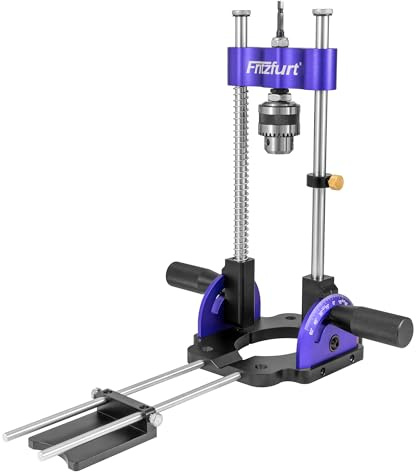 Fritzfurt Heavy-Duty Portable Drill Guide, 0°–60° Adjustable Drill Press Adapter, Self-Centering Drilling Jig for Straight & Angled Holes, 1/4 Hex Shank, Fits 3/64–25/64 (1–10mm) Bits