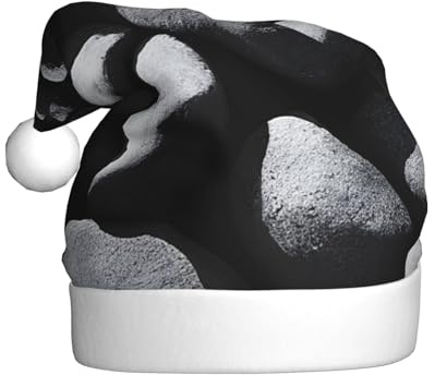 GTGHYLHA Many Black Pebbles Full Screen Printed Polyester Fabric, Suitable For Both Men And Women, Adult Plush Christmas Hats, Holiday Parties, Halloween Hats