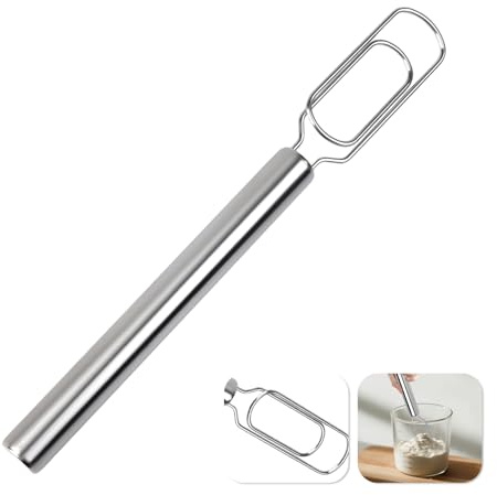 Fouet danois en acier inoxydable - Batteur manuel de 30 cm - Mélangeur de pâte pour mélanger - Accessoire de cuisson - Double trous - Pour pâtisserie, pâte, pâtisserie, dessert, pâte à pizza