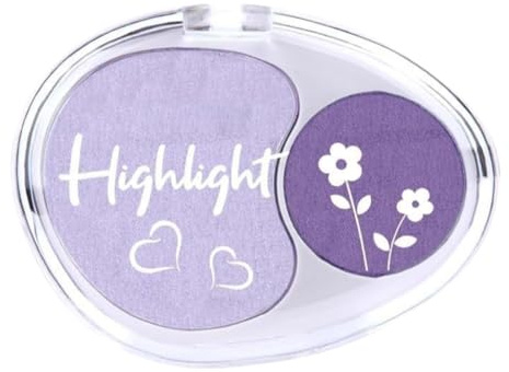2-in-1 Kontur & Highlighter Palette Gebackenes Make-Up mit wasserfester Formel - Brillanter Teint mit langanhaltendem Glow für Gesicht & Dekolleté (Lila)