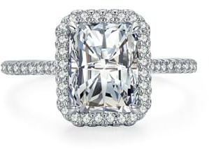 Whoiy Goldring mit Moissanite Damen 375, Ehering 9k Weißgold Elegant Verlobungsring Echt Gold Moissanite Trauringe für Frauen Gr. 63 (20.1)