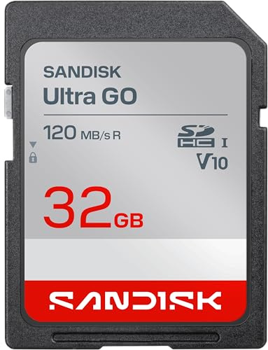 SANDISK Ultra Go - Tarjeta SD UHS-I de 32 GB, velocidad de lectura de hasta 120 MB/s, grabación de vídeo Full HD, tarjeta de memoria para cámara réflex digital y cámara sin espejo