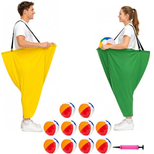 LIULINY 17 Stück Granny Pants Wurfspiel, übergroße Oma Hosen Spiel | Granny Pants Spiel mit 10 Hüpfbällen und 1 Ballonpumpe, Oma Hosen Hofspiel Wurfspiel Teamstaffel Spiel Party Familienfeier