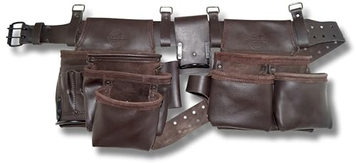 Graintex OD2222:10 Pocket Framers Werkzeuggürtel Premium Ölgegerbtes Leder mit 5,1 cm Ledergürtel für Konstrukteure, Elektriker, Klempner, Heimwerker
