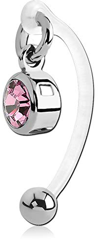 viva-adorno Intimpiercing KVV Christina Bioflex Piercing Banane Kristall runder Anhänger Bauchnabelpiercing Z550, rosa