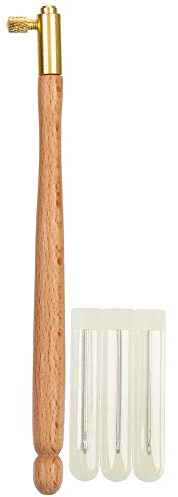 Tambour Stickerei Set, 3 Holznadeln für Perlen und Pailletten, 0,7-1,2 mm Nadelgrößen, mit Haken Werkzeug