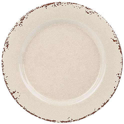 alles-meine.de GmbH 4 Stück Teller/Speiseteller/Frühstücksteller/Abendbrotteller - Retro & Nostalgie Design - Creme/beige/weiß - Ø 20,5 cm - BPA frei - Melamin FLACH ..