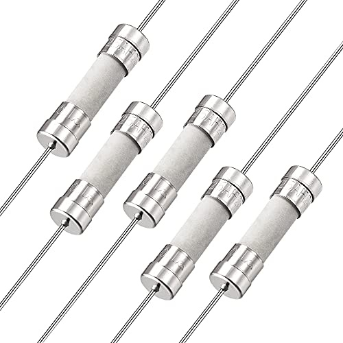 sourcing map 5 Stück Keramik Sicherungen Langsame Sicherung Zeitverzögerung Anschlusskabel 5mm x 20mm 250V T2.5A