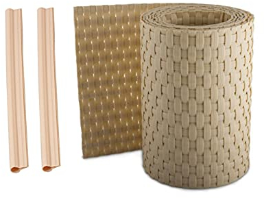 Sellon24 Bande brise-vue en rotin double fil avec clips de fixation - 19 x 255 cm - 2,5 m (RD18_beige)