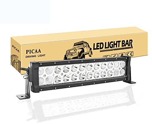 PICAA Led Arbeitsscheinwerfer Bar, 12 Zoll 32.5CM 72W Lichtbalken 12V 24V | LED Lichtleiste,Zweireihig, Zusatzscheinwerfer Bar, für SUV Offroad ATV UTV Traktor 4x4 Auto,6000K
