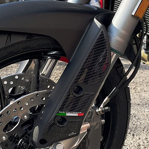Resin Bike Aufkleber für Motorrad Kompatibel mit Ducati Multistrada 950 V2-V2s 2022-2024. Gabelholm-Schutz Kratz- & Stoßschutz. Aufklebersatz 3D-Harzklebstoff - Stickers Made in Italy