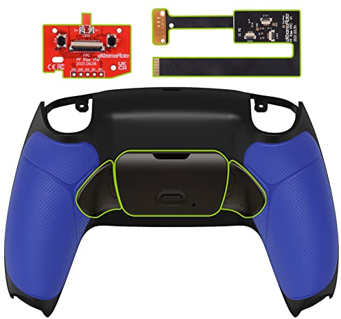 eXtremeRate RISE2.0 Remap Kit Programmabile Metallo per ps5 Controller BDM-010/020,Tasti Posteriori Palette Metallo Cover Back Button per ps5 Joystick(BDM-010/020)-Blu Grip | con Remap Board&Conchiglia di Scala Posteriore & Metallo Pulsanti Indietro Set per PS5 Controller,Nessun Controller,Nero&Blu