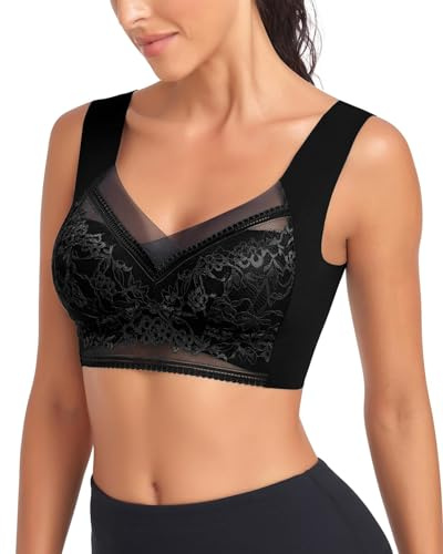 WOWENY Bustier Damen BH ohne Bügel Spitze Bralette BH ohne Verschluss | Zero Feel Bra Bügelloser Seamless Bequemer Gepolstert Soft Weicher Schlaf Klassische BHs für Damen