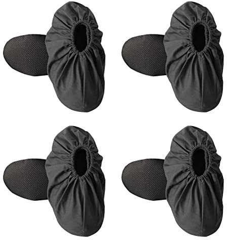 PFLYPF 4 paia di copriscarpe riutilizzabili, copriscarpe in tessuto impermeabile e antiscivolo, copriscarpe per la casa lavabili in lavatrice, antipolvere e antisporco., Nero , 36-44