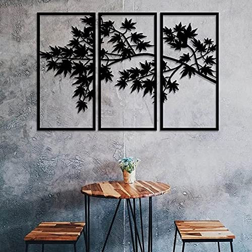 Exquisite Wandskulptur, Kunstdekor, 3 Stück, Metall, Ahornblatt, Wandkunst, Wandbehang, Ahornblatt-Ornament, hängende Skulptur für drinnen und draußen, Zuhause, Schlafzimmer, Wohnzimmer, Büro, Garten