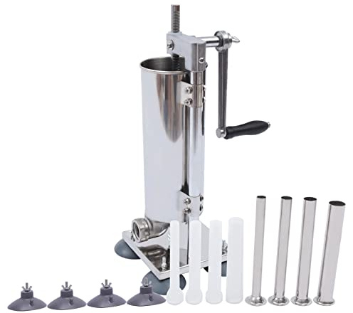 Manuelle Wurstmaschine Wurstfüller Wurstpresse Wurstfüllmaschine | Gesunde Hausgemachte Würste | 3L Kapazität | Vielfältige Fülltrichter