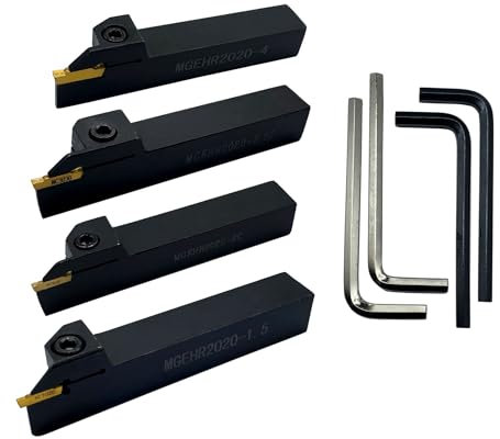ASZLBYM 8 Sätze MGEHR 2020-1.5/2/2.5/4 20 × 20mm 3/4 Nut Schneidwerkzeuggriff mit MGMN Hartlegierung Nut Schneidmesser.
