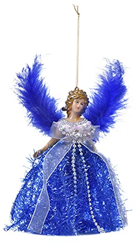 Holdes 22 cm Ángel para árbol de Navidad, punta de ángel para árbol de Navidad, punta de árbol de Navidad con alas de plumas, punta de Navidad