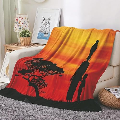 EHOMERY Kuscheldecke Mit Armen Erwachsene Decke Zum Selber Gestalten Kuscheldecke Dünn Leicht Ultra Warme Decke Sonnenuntergang Landschaft Herbst-Decke Orange Farbe 240x180cm