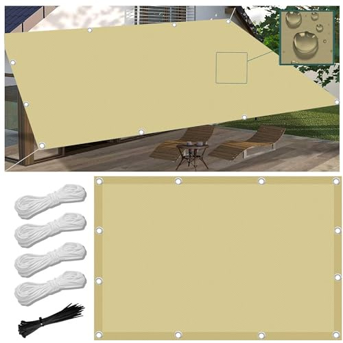 Sun Shade Sail 1.5x2M Rectangle Waterproof 95% UV Block Garden Sunscreen Awning Canopy with Rope Breathable Square Patio Sail Pergola for Outdoor Garden Patio Yard Lawn