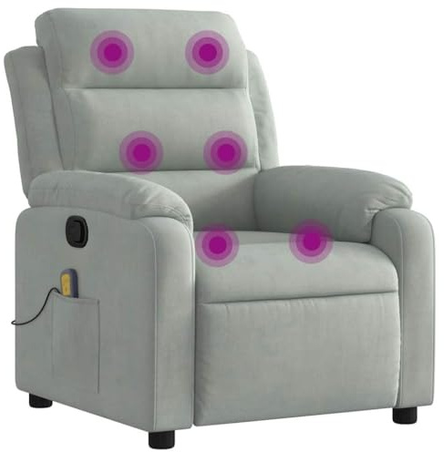 vidaXL Massagesessel Hellgrau Samt
