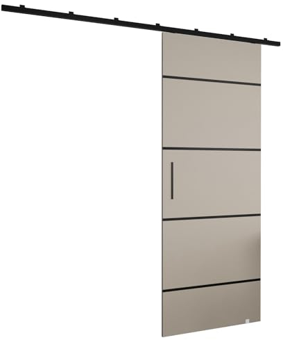 MEBLE KRYSPOL Zonda IV Schiebetürset mit Schiene - Hängendes Innen-Schiebetürsystem - Torbeschläge - Hergestellt aus robustem Schichtholz - 204x70 cm - Kaschmir