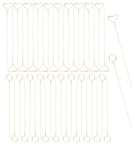 DAZZLUXE 40 Stück Blumen-Kartenhalter, Blumenladen-Kartenhalter-Stick, Metall-Kartenhalter, Blumenarrangement, Blumenverpackung, Postkartenhalter, Blumenstraußhalter (Herzform, Rund)