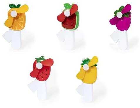Begoon Ventilatore manuale per bambini – Ventilatore a mano – Design Fruit – Set di 2 – MIX ALEATORIO (fragola, ananas, uva, anguria, arancione)., BE8066