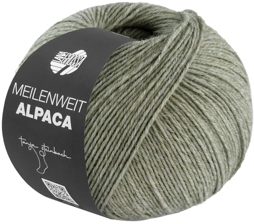 LANA GROSSA Meilenweit 6-Fach Alpaca | Kuschelweiches Sockengarn, waschmaschinenfest | Handstrickgarn aus 50% Alpaka, 20% Schurwolle & 30% Polyamid | 150g Wolle zum Stricken & Häkeln | 390m FB1018
