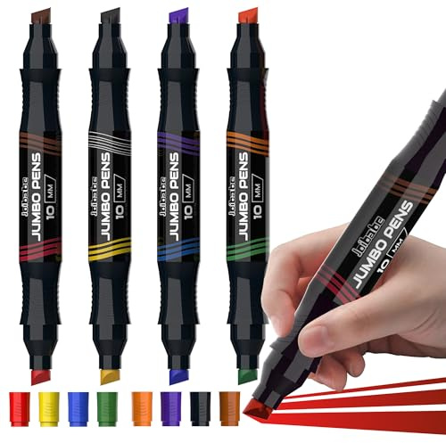 joibabe Permanentmarker, Marker stifte, Filzstifte 4 Stück/8 Farben Permanent Marker - 2-10 mm Dicke spitze Keilspitze - Für Malerei, Graffiti, Markieren - Geeignet für Karton, Plastik, Holz, Glas
