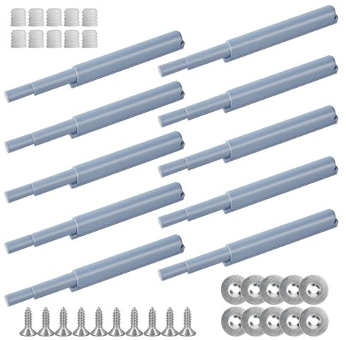 GlasFlength Drucktüröffner Push to Open Türöffner, 10 Stück Schranktür Dämpfer Softclose Türdämpfer Magnetschnäpper Drucktüröffner Druckschnapper für Schranktür Schublade Möbel und Schrank Grau