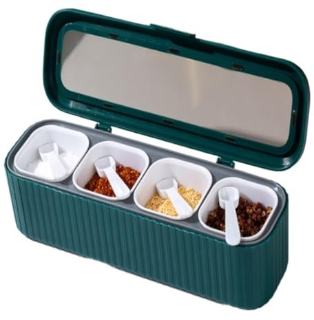 Set Zuccheriera Utensili da Cucina Set di combinazioni di scatole per condimenti Barattolo per condimenti da cucina in plastica Light Luxury One Conservazione a quattro scomparti Forniture per Spezie(