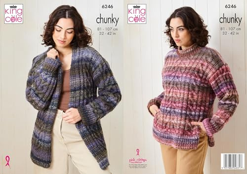 King Cole Grobstrickmuster für Damen Pullover und Strickjacke (6246)
