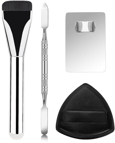 TPZORJX 4 pièces Ensemble d'outils de maquillage - pinceau pour fond de teint - pinceau pour un fond de teint parfait, idéal pour l'application et le pinceau estompeur, pinceau blush pour filles