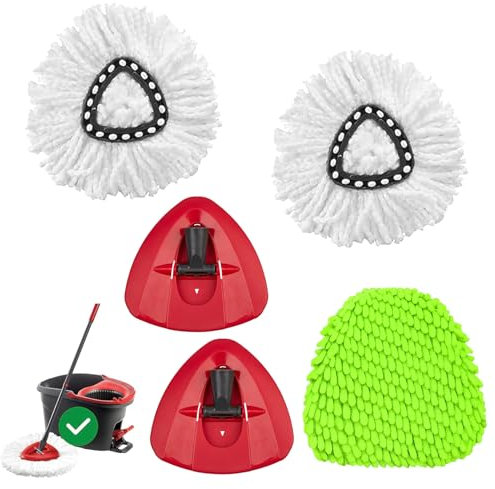 5 Pack Spin Mop Replacement Heads for Vileda 1 Tank System, Mop Heads Replacements with Mops Base Replacement Kit,Triangle Spin Reusable Mops Heads for vileda Hard-surfaced Floor