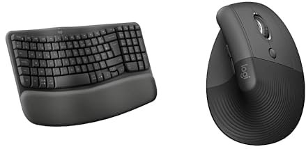 Logitech Wave Keys - Clavier Ergonomique sans Fil - AZERTY, Lift Souris Ergonomique Verticale, sans Fil, Bluetooth ou récepteur USB Logi Bolt, Silencieuse, 4 Boutons