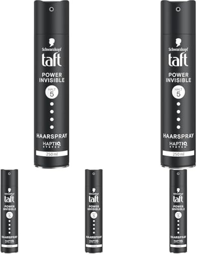 Schwarzkopf Taft Haarspray Power Invisible (250 ml), Haltegrad 5 Haarstyling, Haarspray für alle Haartypen, Nicht klebend und ohne zu beschweren, Vegane Formel* (Packung mit 5)