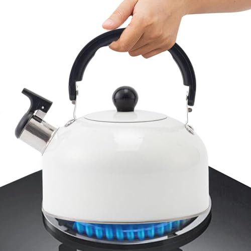 Bollitore da tè in acciaio inossidabile | Tea tea in acciaio inossidabile da 3L di alimentare per stufa | Bollitore d'acqua resistente al calore con manico antisalding, acqua calda veloce da bol