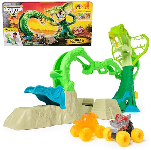 Monster Jam Mini Jams, Cobra’s Crazy Escape 71,1 cm Motorised Playset, 2 Exclusive Die-Cast ThunderROARus and JCB Digatron Monster Trucks, Kids Toys for Boy and Girls Ages 3 and up