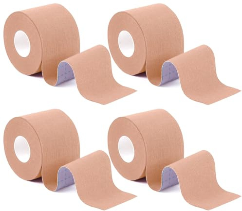 PYEUIFT 4 Stück Fingertape extra stark, Sporttape Weiß, Tape Sport Tapeverband Fussball Tape Fingertape Tapeband für Volleyball Alle Sportarten - Starke Haftung, Hautfreundlich (2,5/3,8cm x 9m)