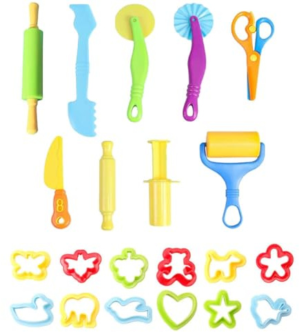 Giutsaull Pasta da Modellare per Plastilina, 21 Pezzi di Accessori per la Pasta da Gioco, Utensili per Plastilina, Strumenti per Argilla, Stampi per Estrusori Modellabile Giocattoli per Bambini