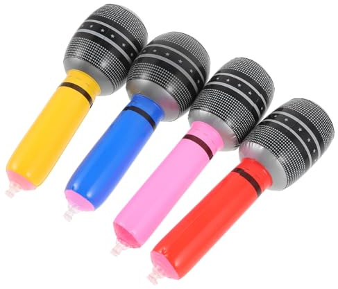 IMIKEYA 4pcs Jouet Microphone Gonflable Réaliste en PVC Léger et Facile à Gonfler pour Fêtes et Soirées Musicales Accessoire de Microphone