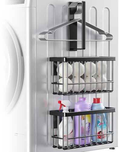 POKIPO Magnetic Dryer Ball Holder,Magnetic Hanger Holder Basket Magnetic Lint Bin No Tools Install for Laundry Room Fridge Storage Hanger Organizer