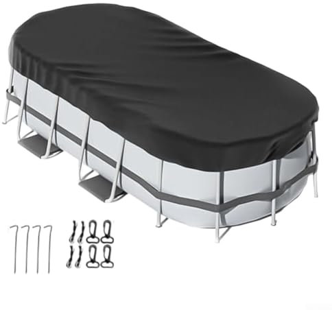 Copertura ovale per piscina con forte impermeabilizzazione e accessori per piscine fuori terra (305 x 488 cm)