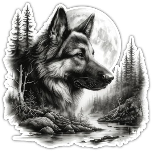 Samunshi® Schäferhund im Wald Aufkleber Wohnmobil Aufkleber für Motorrad Fahrrad Roller oder Camper Camping Wohnwagen Mountainbike Rennrad Hund Dogo 20x20cm