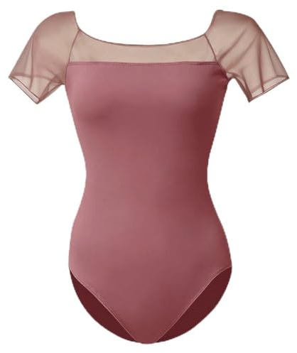 ROYAL SMEELA Sexy mesh ballett trikot damen mit bh Kurzarm ballettbody frauen ballettkleidung leotard nylon tanztrikot erwachsene tanzen trikots ballerina body