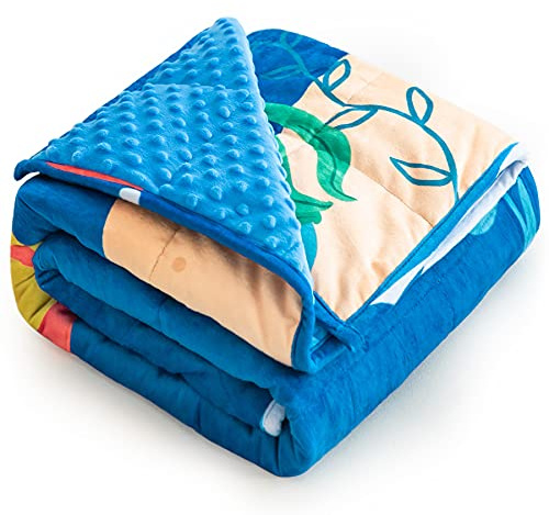 Sivio Gewichtsdecke 2,3 kg, 90x120cm, Superweicher Kristallsamt mit Hai Cartoon Mustern, Kuscheldecke Flauschig, Reversible Schwere Decke