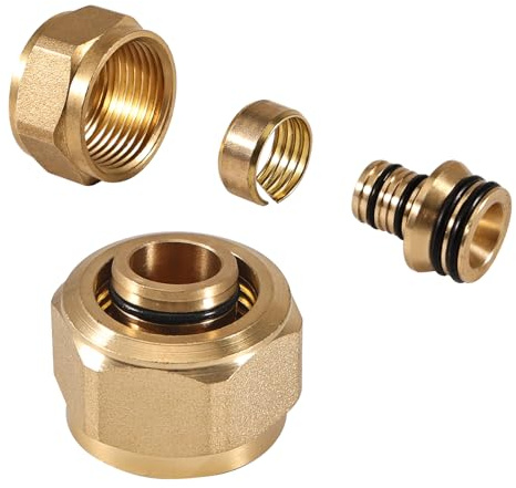2 Stück Klemmringverschraubung für 20x2mm Heizrohr und Verteiler, Klemmverschraubungen für Eurokonus Aluverbund- und Kunstoffrohre, 3/4 '' Eurokonus, Messingarmaturen für Heizungs-Rohrsysteme